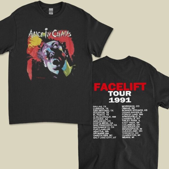 Vintage 90s Alice In Chains Facelift Concert Tour 1991 Graphic Unisex T-shirt - Picture 1 of 1
